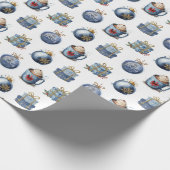 Papier Cadeau Noël bleu aquarelle (Coin)