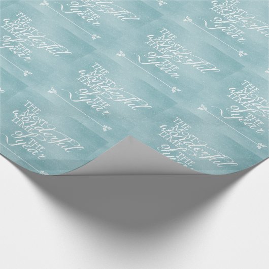 Papier Cadeau Noël bleu avec des mots (Coin)