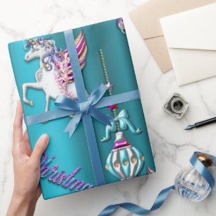 Papier Cadeau Noël bleu ciel de Unicorn