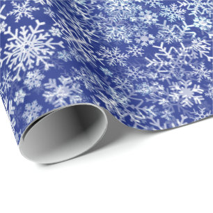 Papier Cadeau Noël bleu cinq - tempête de neige