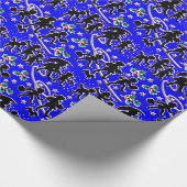 Papier Cadeau Noël bleu dans le papier d'emballage de pluie (Coin)