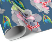 Papier Cadeau Noël bleu de la famille Koala (Coin rond)