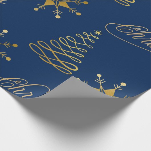 Papier Cadeau Noël bleu doré (Coin)