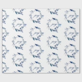 Papier Cadeau Noël bleu et blanc de motif de corolle de (Plat)