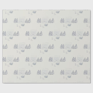 Papier Cadeau Noël Bleu Nostalgique