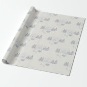 Papier Cadeau Noël Bleu Nostalgique (Déroulé)