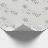 Papier Cadeau Noël Bleu Nostalgique (Coin)