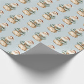 Papier Cadeau Noël Bleu Vert Père Noël (Coin)