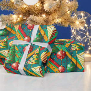 Papier Cadeau Noël bohème coloré