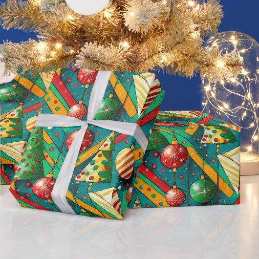 Papier Cadeau Noël bohème coloré (Vacances)