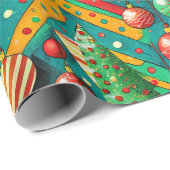 Papier Cadeau Noël bohème coloré (Coin rond)