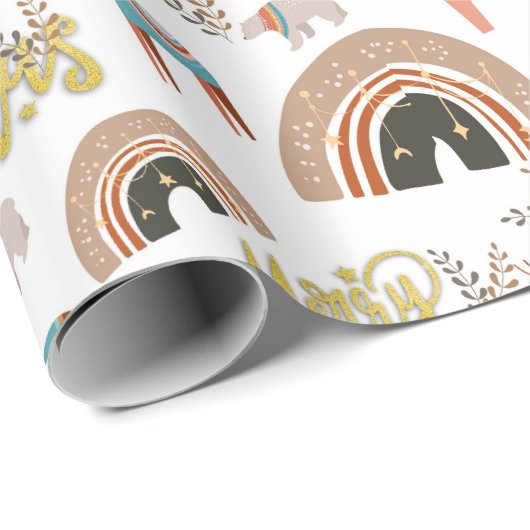 Papier Cadeau Noël Boho (Coin rond)