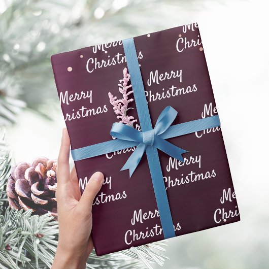 Papier Cadeau Noël bordeaux rose or élégant