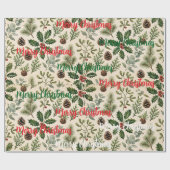 Papier Cadeau Noël botanique aquarelle (Plat)
