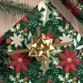 Papier Cadeau Noël botanique de Poinsettia