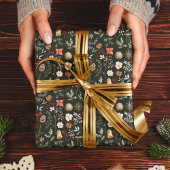 Papier Cadeau Noël botanique d'hiver
