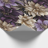 Papier Cadeau Noël botanique élégant or et violet (Coin)
