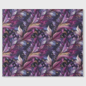 Papier Cadeau Noël botanique élégant or et violet (Plat)