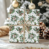 Papier Cadeau Noël botanique rustique élégant
