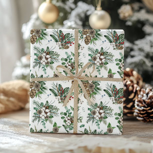 Papier Cadeau Noël botanique rustique élégant