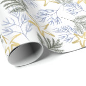 Papier Cadeau Noël Botanique Vert et Or (Coin rond)