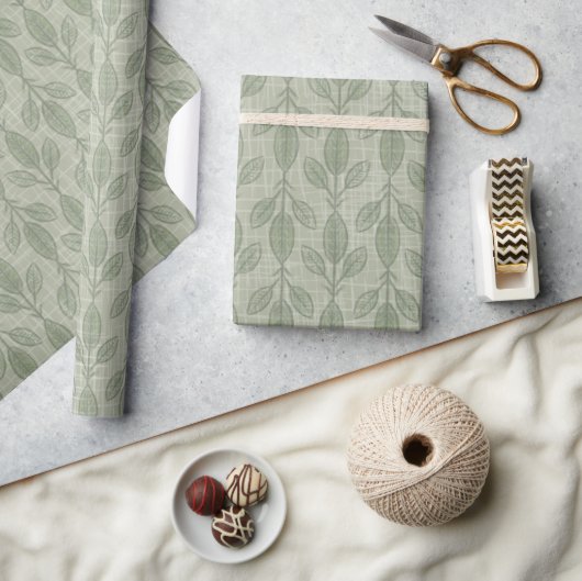Papier Cadeau Noël botanique vert rustique (Artisanat)