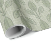 Papier Cadeau Noël botanique vert rustique (Coin rond)