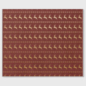 Papier Cadeau Noël Bourgogne et feuille d'or (Plat)