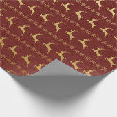 Papier Cadeau Noël Bourgogne et feuille d'or (Coin)