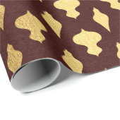 Papier Cadeau Noël Bourgogne et feuille d'or (Coin rond)