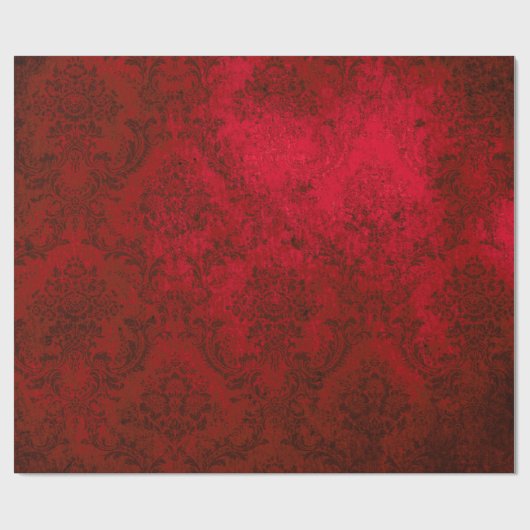 Papier Cadeau Noël Bourgogne Rouge Grunge Damask (Plat)