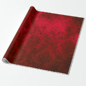 Papier Cadeau Noël Bourgogne Rouge Grunge Damask (Déroulé)