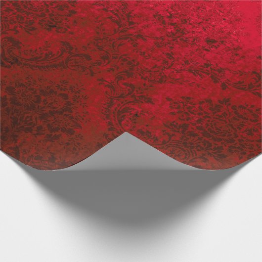 Papier Cadeau Noël Bourgogne Rouge Grunge Damask (Coin)