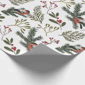 Papier Cadeau Noël Branches d'oiseaux d'hiver Papier d'enveloppe (Coin)