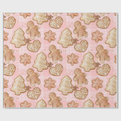 Papier Cadeau Noël Brown pain d'épices Hommes Coeurs Étoiles Arb (Plat)