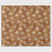 Papier Cadeau Noël Brown White Winter Snowflics (Plat)