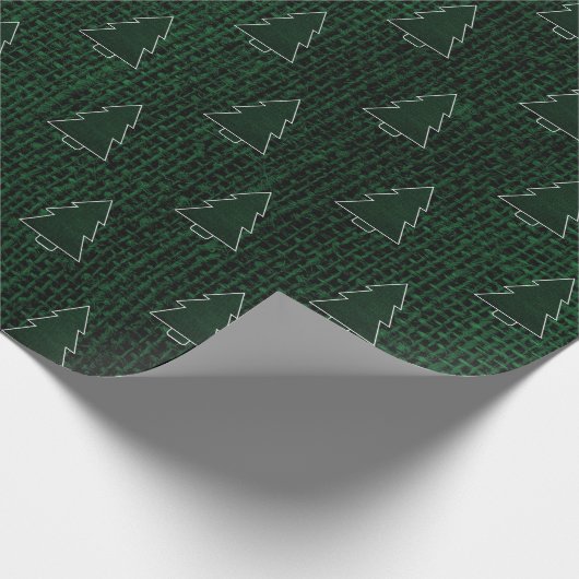 Papier Cadeau Noël - Brûlage vert foncé Texture (Coin)