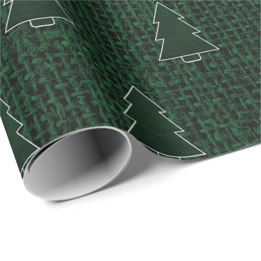 Papier Cadeau Noël - Brûlage vert foncé Texture (Coin rond)