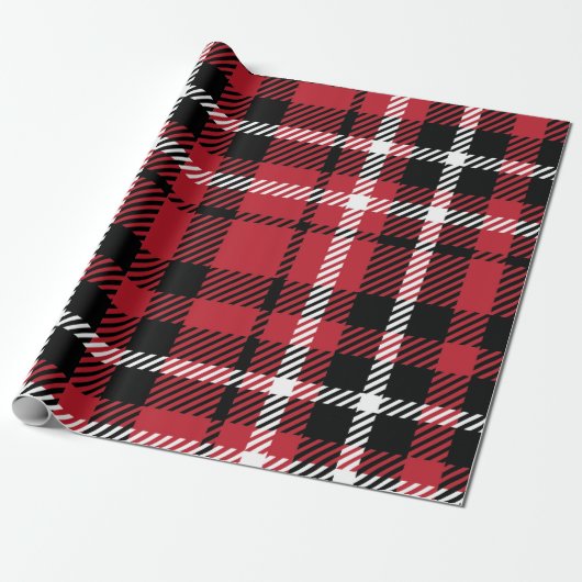 Papier Cadeau Noël Buffalo Check Tartan En vichy Plaid (Déroulé)