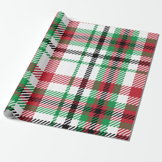 Papier Cadeau Noël Buffalo Check Tartan En vichy Plaid (Déroulé)