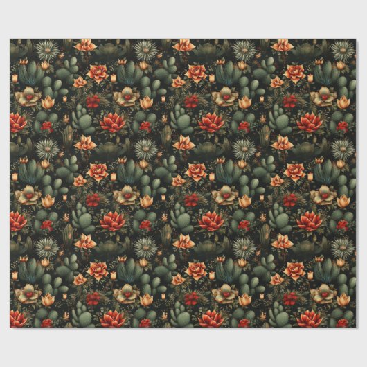 Papier Cadeau Noël Cactus Désert Sud-Ouest (Plat)