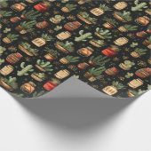 Papier Cadeau Noël Cactus Jam Fête Rustique Ouest (Coin)