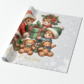 Papier Cadeau Noël Cadeaux Enfants Vintages Joyeux Noël (Déroulé)