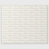Papier Cadeau Noël Calligraphie Or Moderne (Plat)