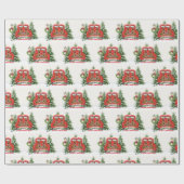 Papier Cadeau Noël Camion Rouge Neige Goldendoodles (Plat)