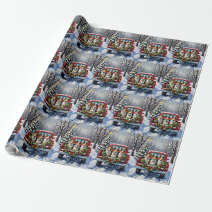 Papier Cadeau Noël camionnette rouge énergique Kelpie australien