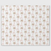 Papier Cadeau Noël Canne à Sucre Rose Arc Bow Mocha (Plat)