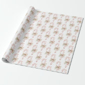 Papier Cadeau Noël Canne à Sucre Rose Arc Bow Mocha (Déroulé)