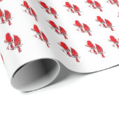 Papier Cadeau Noël Cardinal oiseau classique vacances simple (Coin rond)