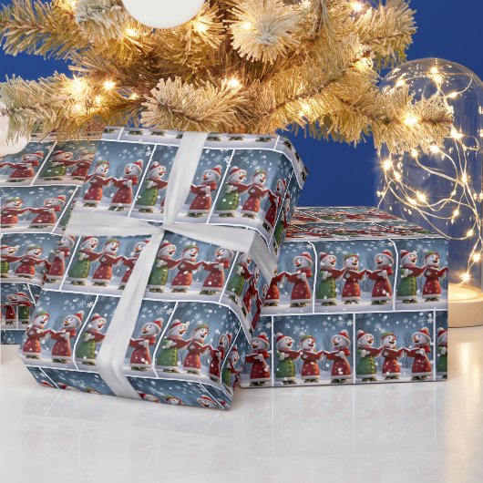 Papier Cadeau Noël Caroling Snowmen Dans Les Flèches De Neige (Vacances)